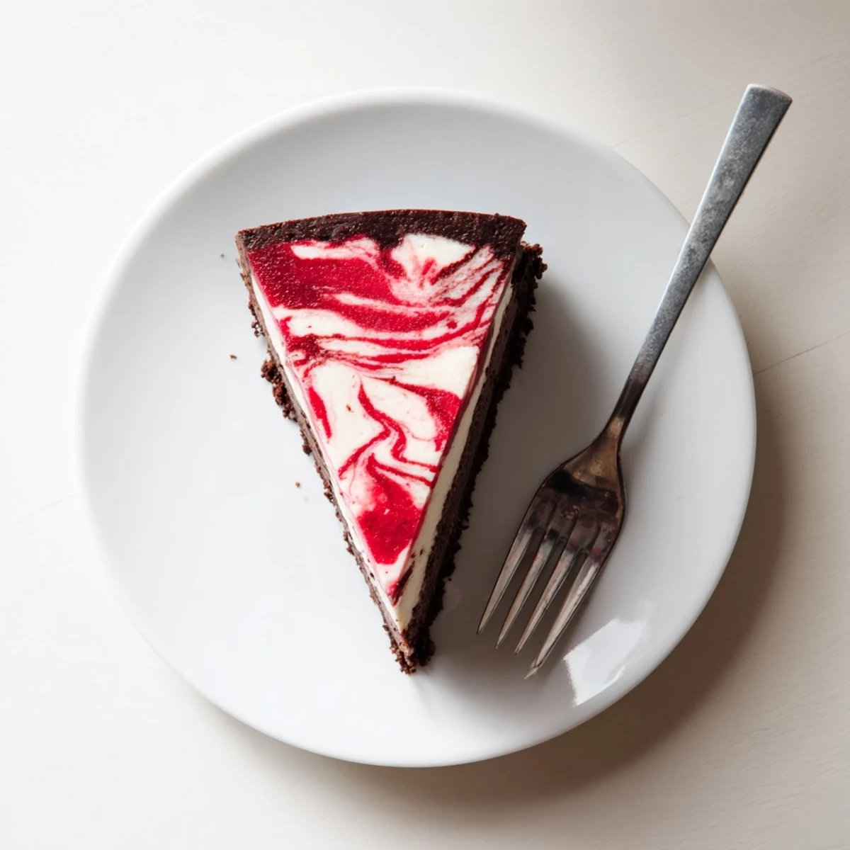 Rich Chocolate Strawberry Swirl Cheesecake featuring creamy dark chocolate layers and vibrant strawberry swirls