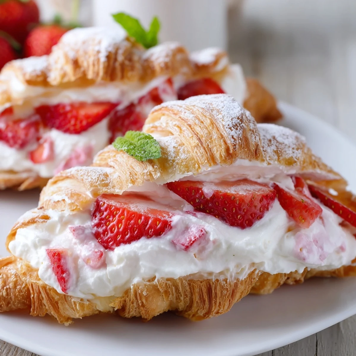 Golden buttery pastry layered with sweet strawberry cream and topped with fresh sliced berries