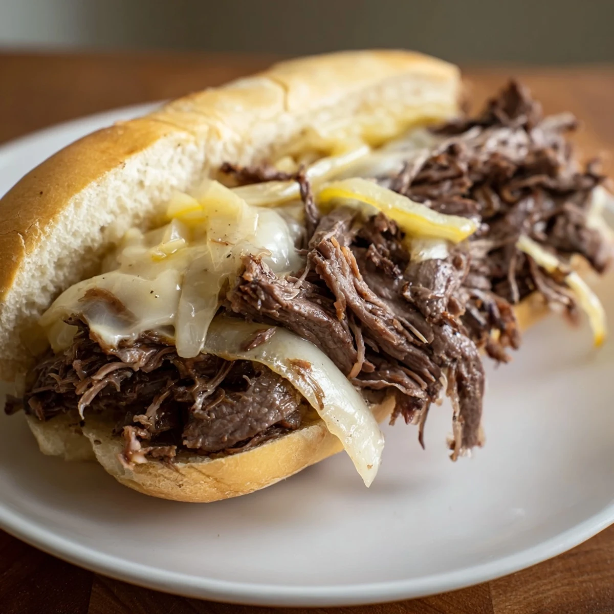 Steaming Crockpot French Dip Sandwiches served with small bowls of flavorful broth for an easy, comforting dinner