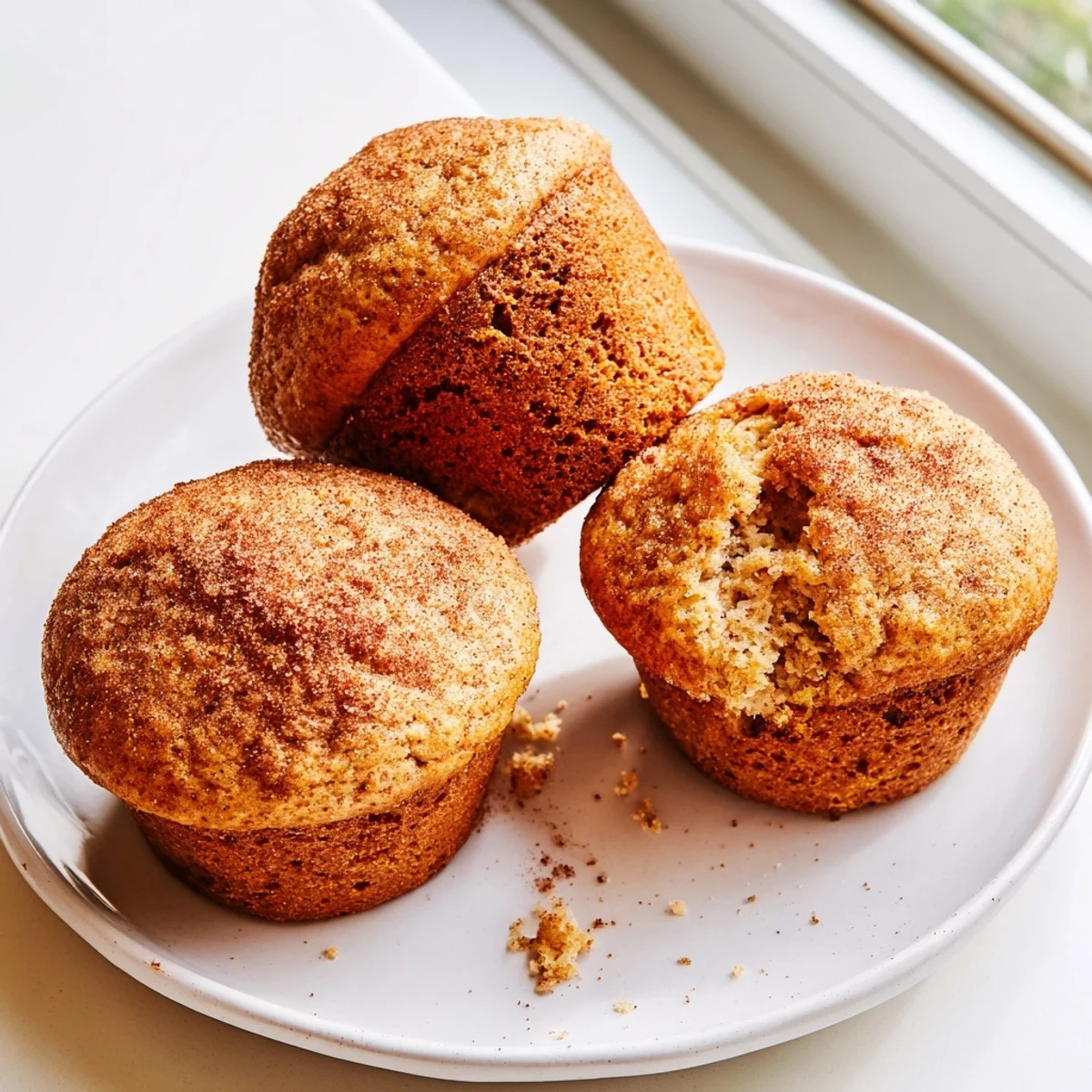 Golden banana muffins with cracked tops fresh from the oven on a wire rack