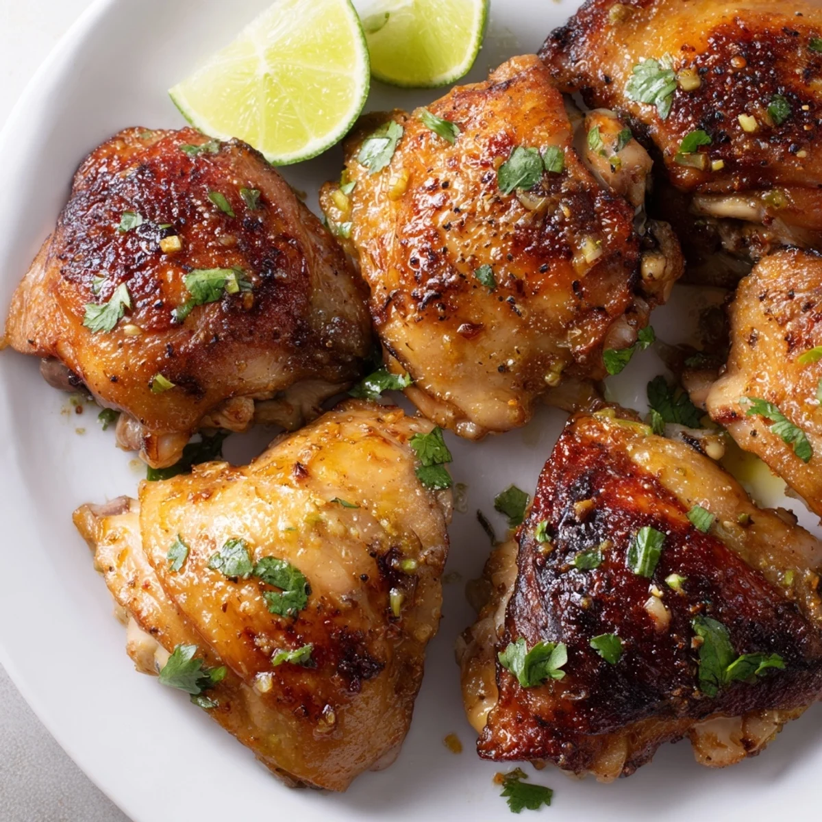 Juicy Cuban Mojo Chicken thighs basted in bright orange lime garlic marinade