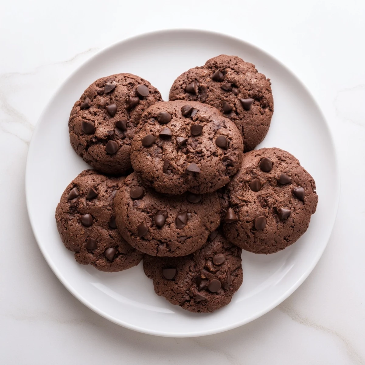 Batch of rich dark chocolate espresso cookies fresh from the oven