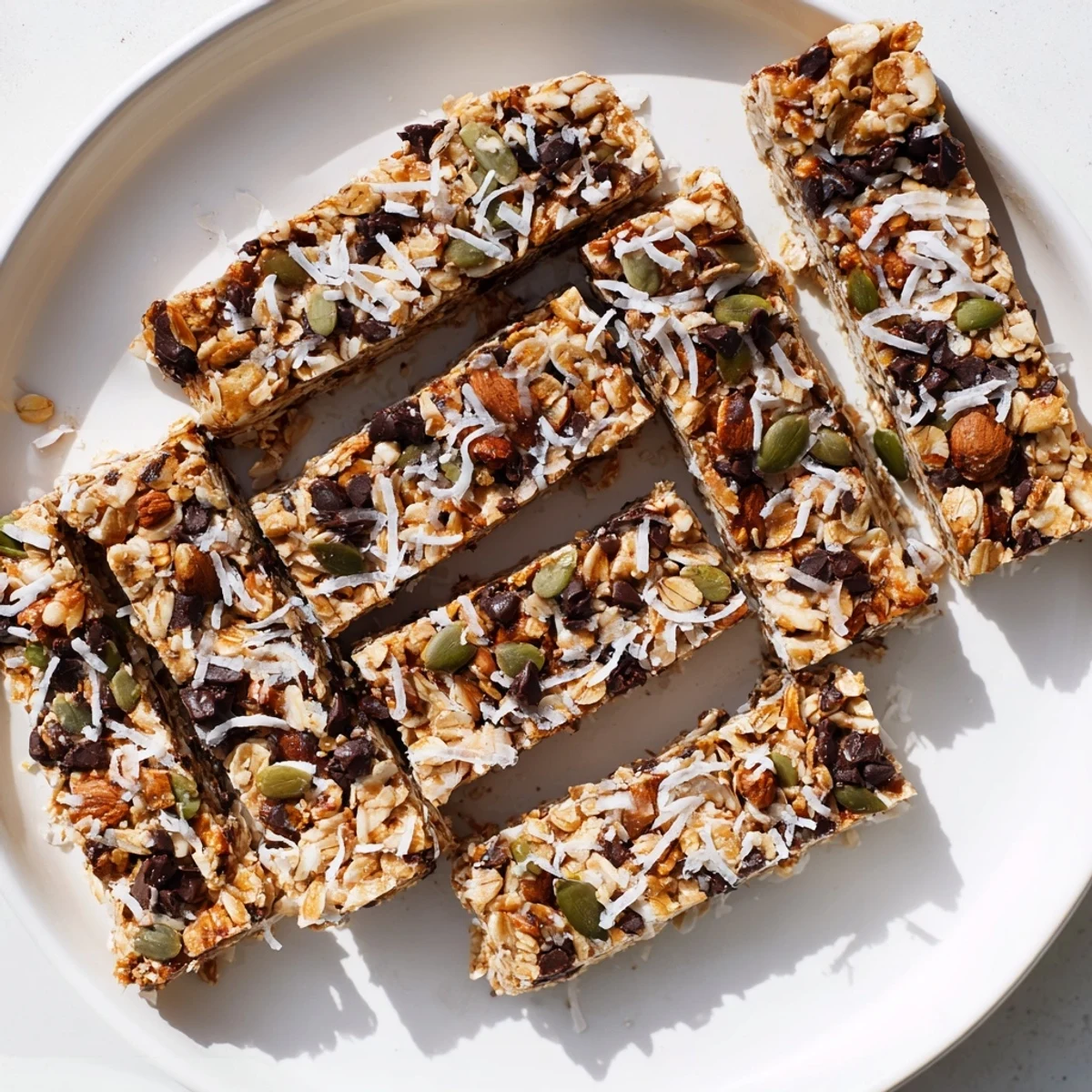 Chewy oat-filled healthy homemade granola bars sliced into perfect rectangular portions