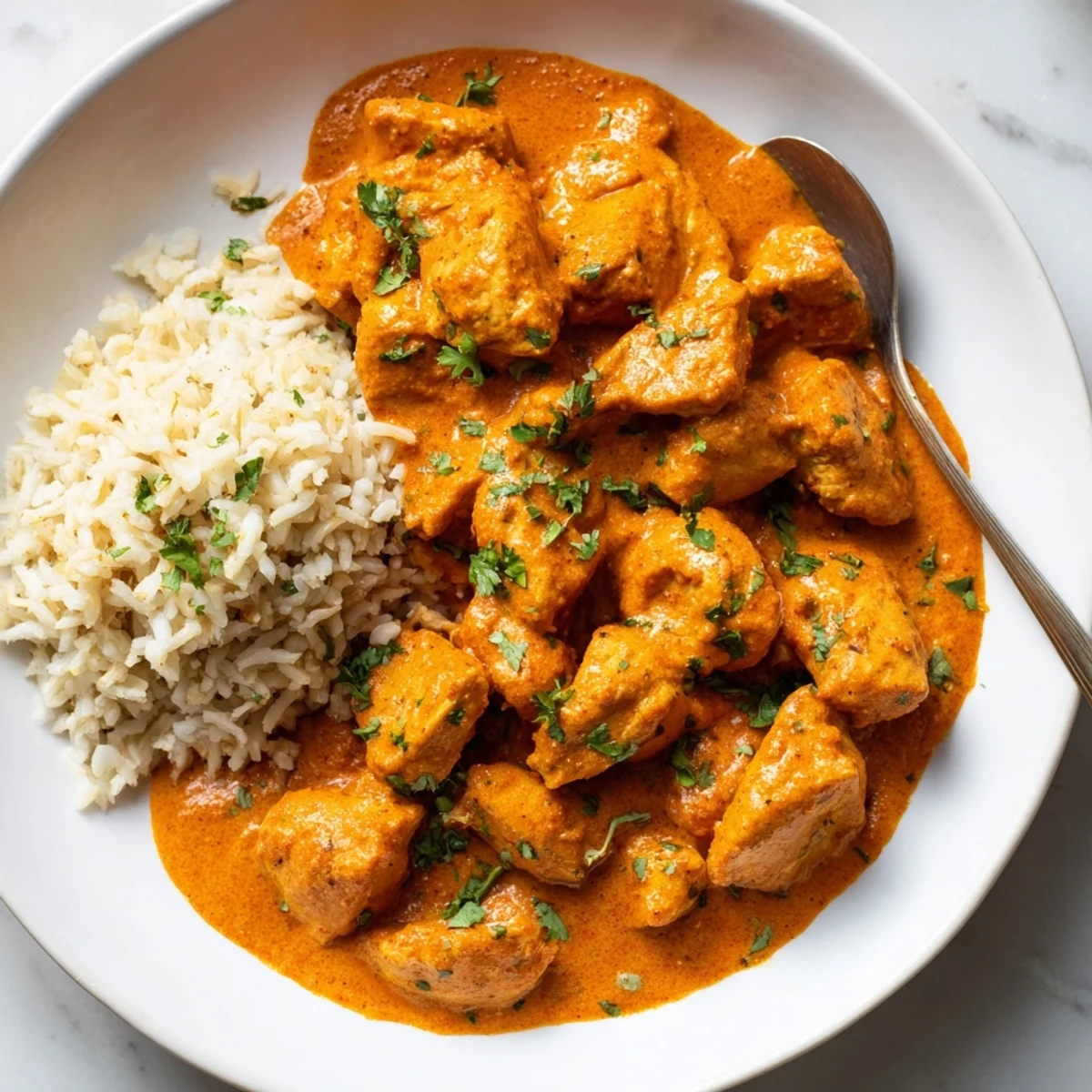 Creamy Butter Chicken Indian Recipe with tender chicken and vivid tomato-butter sauce