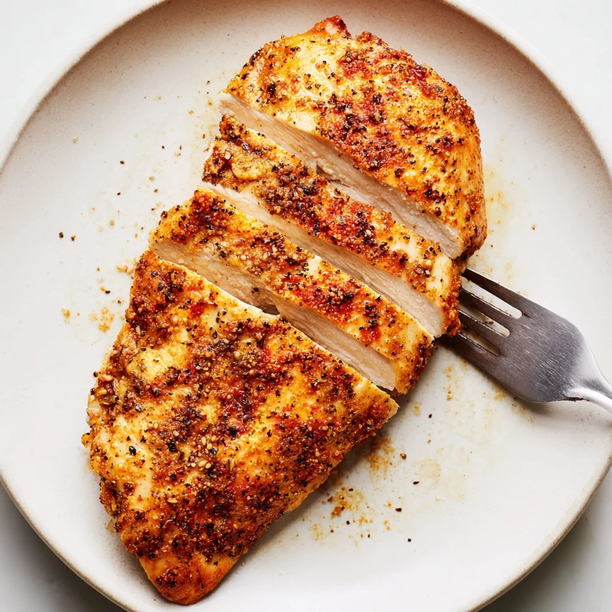 Air Fryer Chicken Breasts fresh from basket, golden edges, steaming and tender.