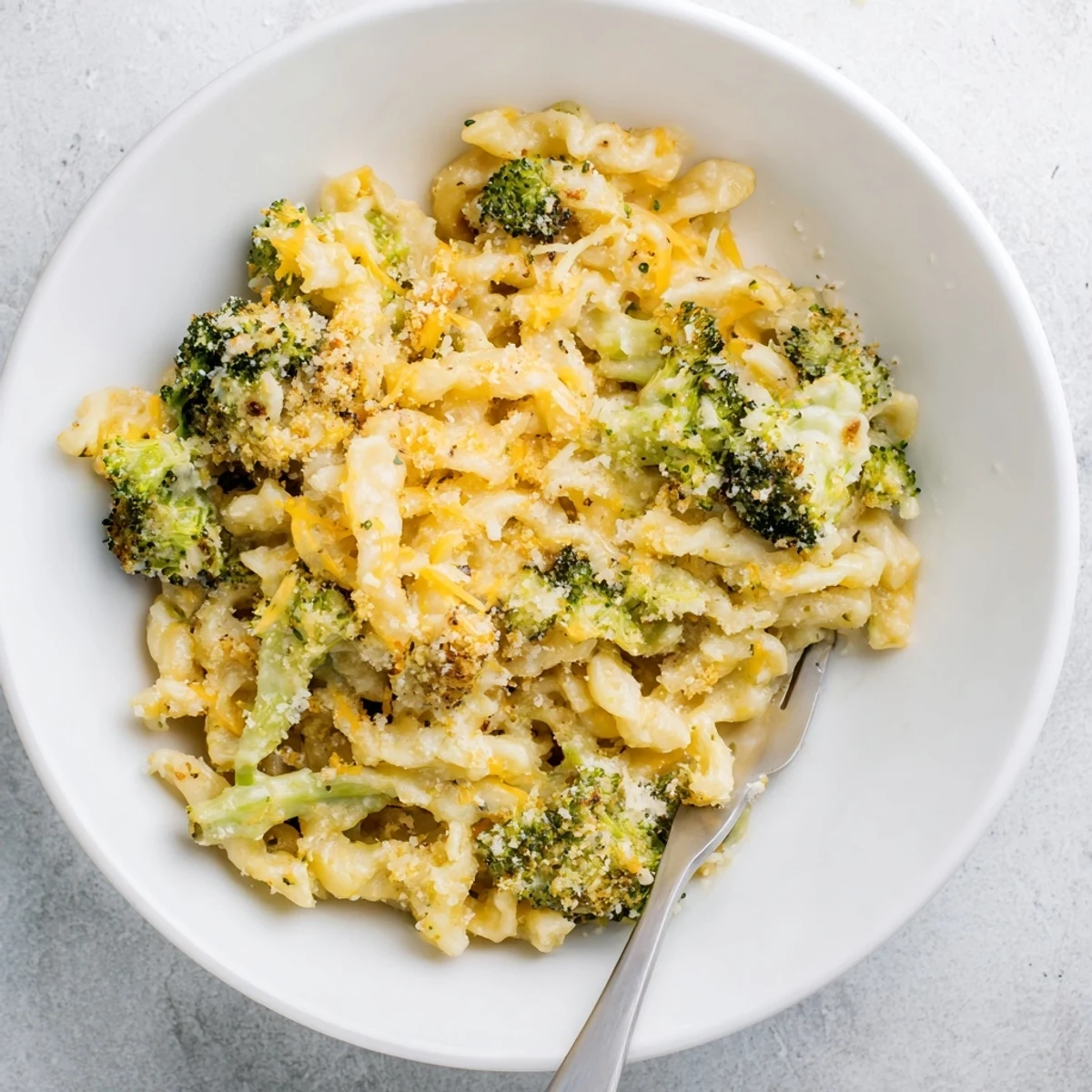 One-pan Broccoli Cheddar Noodle Skillet bubbling with creamy sauce and tender broccoli.