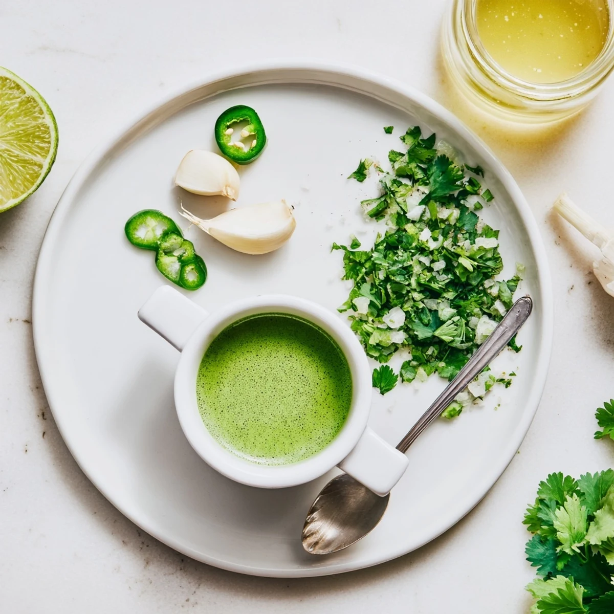 Bright, zesty Cilantro Lime Fresh Dressing shimmering in jar, ready
