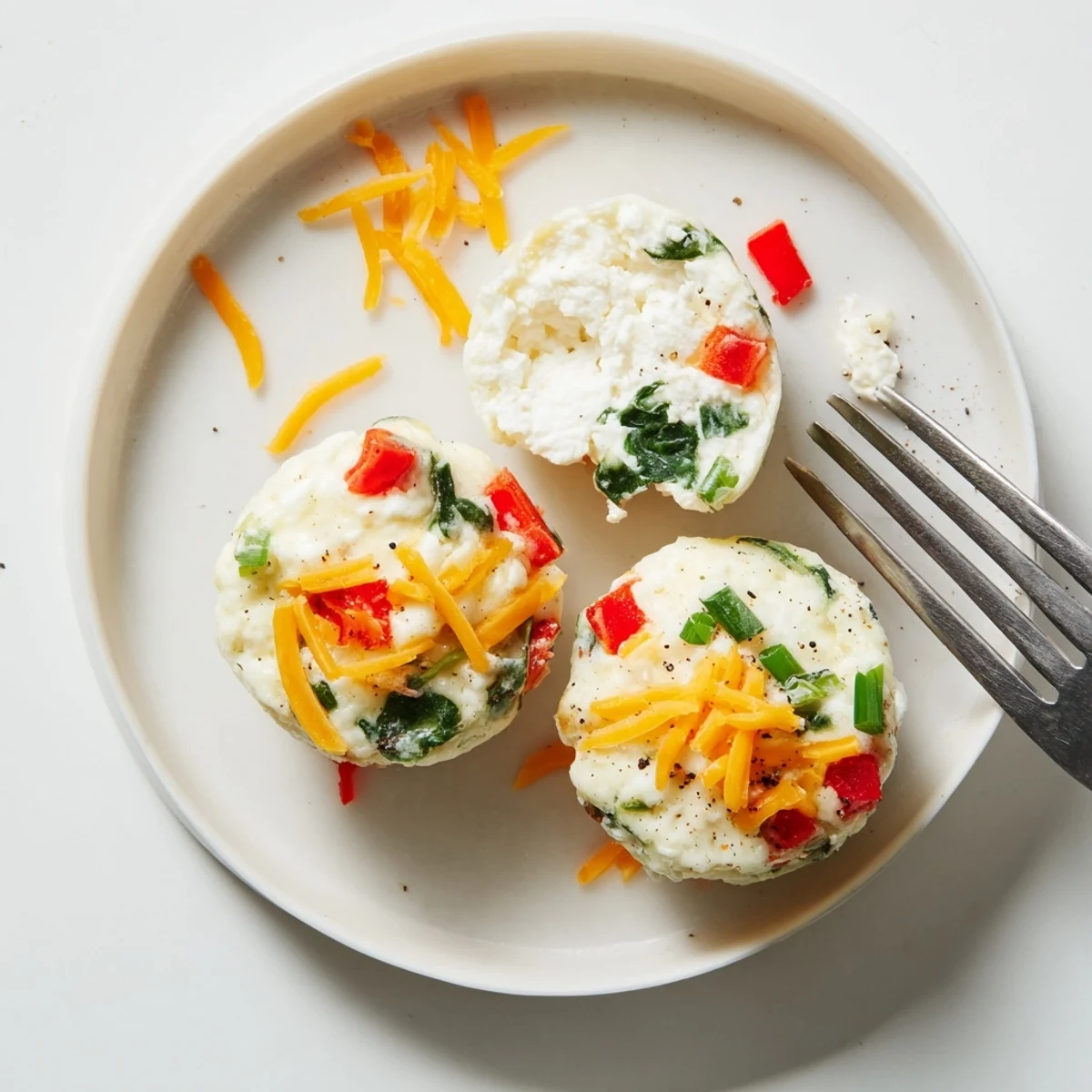 Meal prepped High Protein Egg White Bites With Cottage Cheese, tender and pillowy
