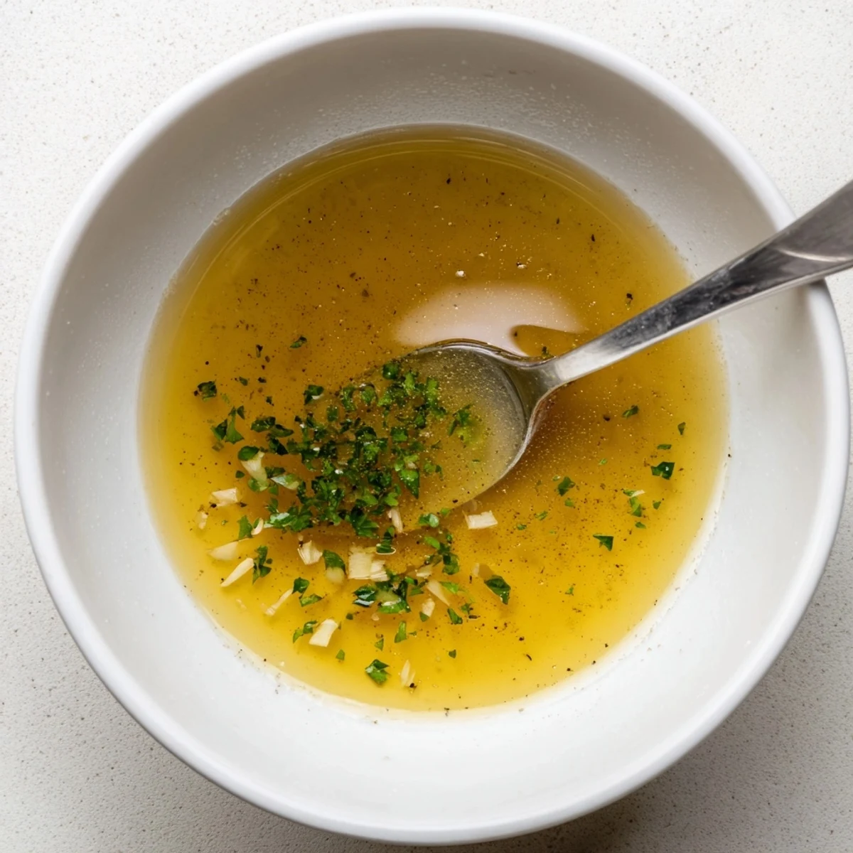 Homemade Vinaigrette Dressing glistening in jar, tangy aroma, herbs visible