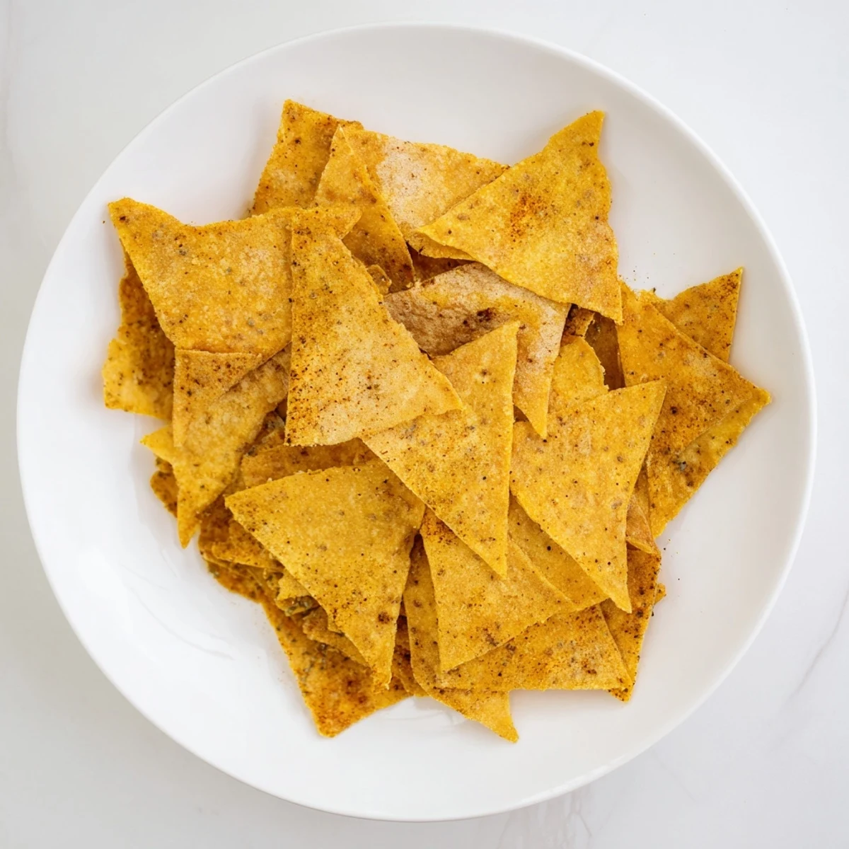 Homemade chickpea chips with golden edges stacked beside a bowl of spicy red salsa.