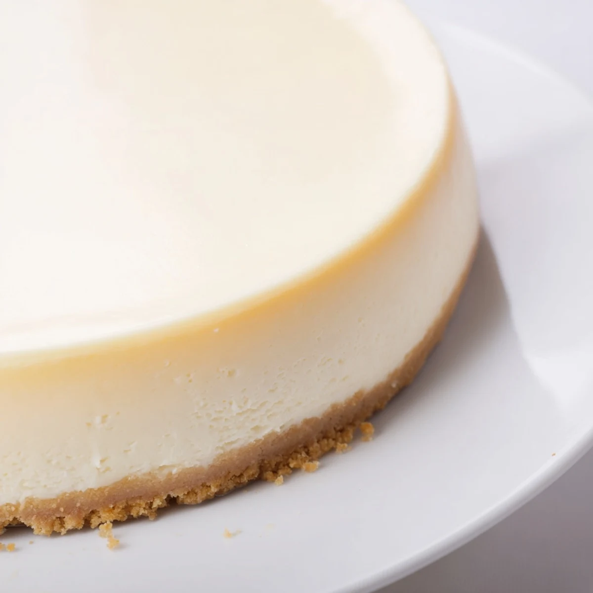 Sliced Classic Cheesecake chilled overnight, velvety interior revealed beside fresh berries