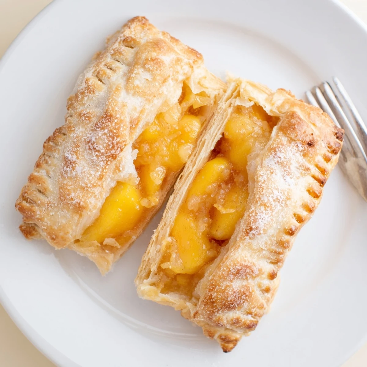 Peach Pop Tarts Classic glazed with vanilla drizzle, steaming beside morning coffee