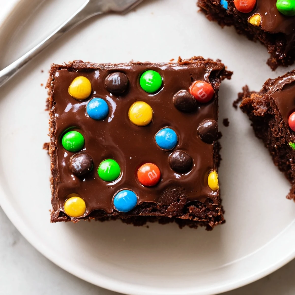Gourmet Cosmic Brownies Bars with glossy ganache and rainbow candy sprinkles.