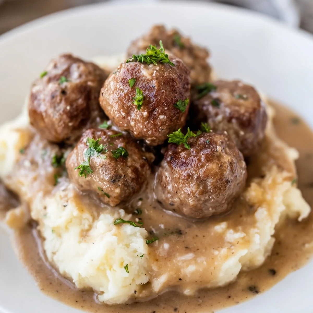 Slow-simmered tender meatballs nestled in creamy savory sauce from Crockpot Meatballs Gravy