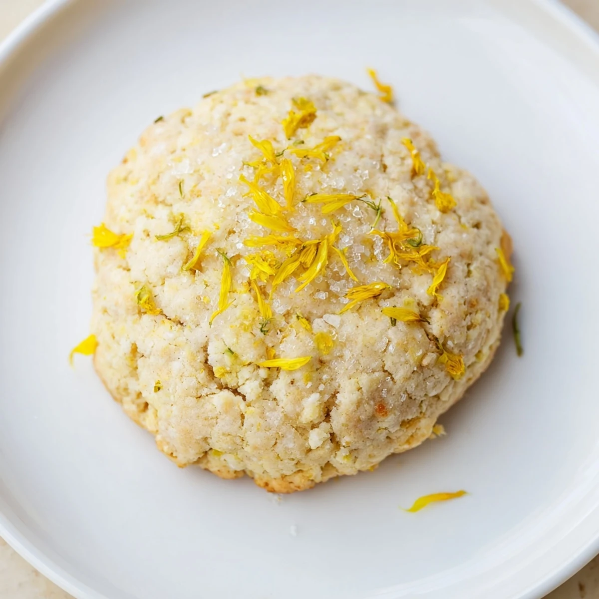 Tray of baked Magical Dandelion Cookies Recipe, buttery edges and citrus zest