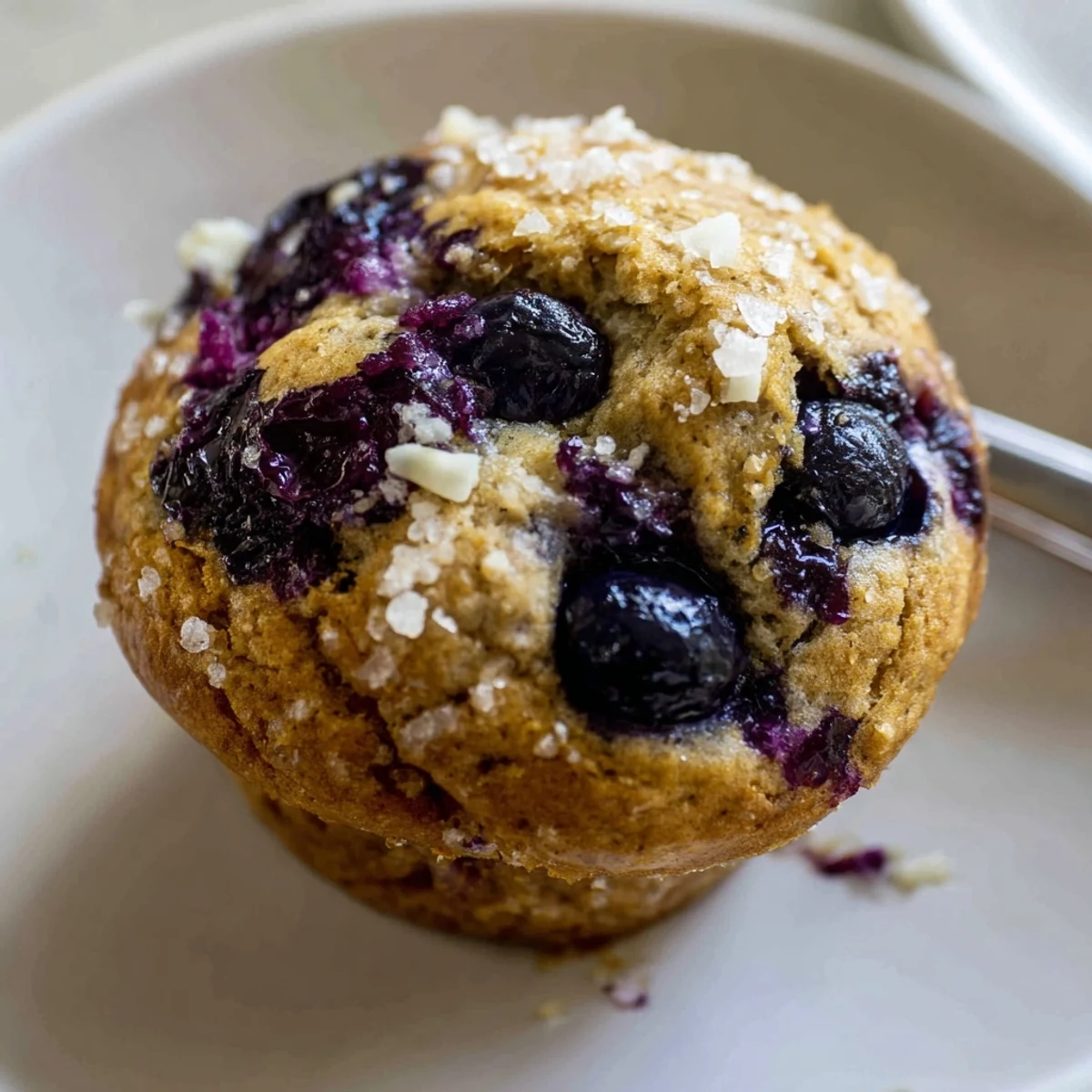 Hearty Blueberry Banana Muffins served with butter, cinnamon scent lingering