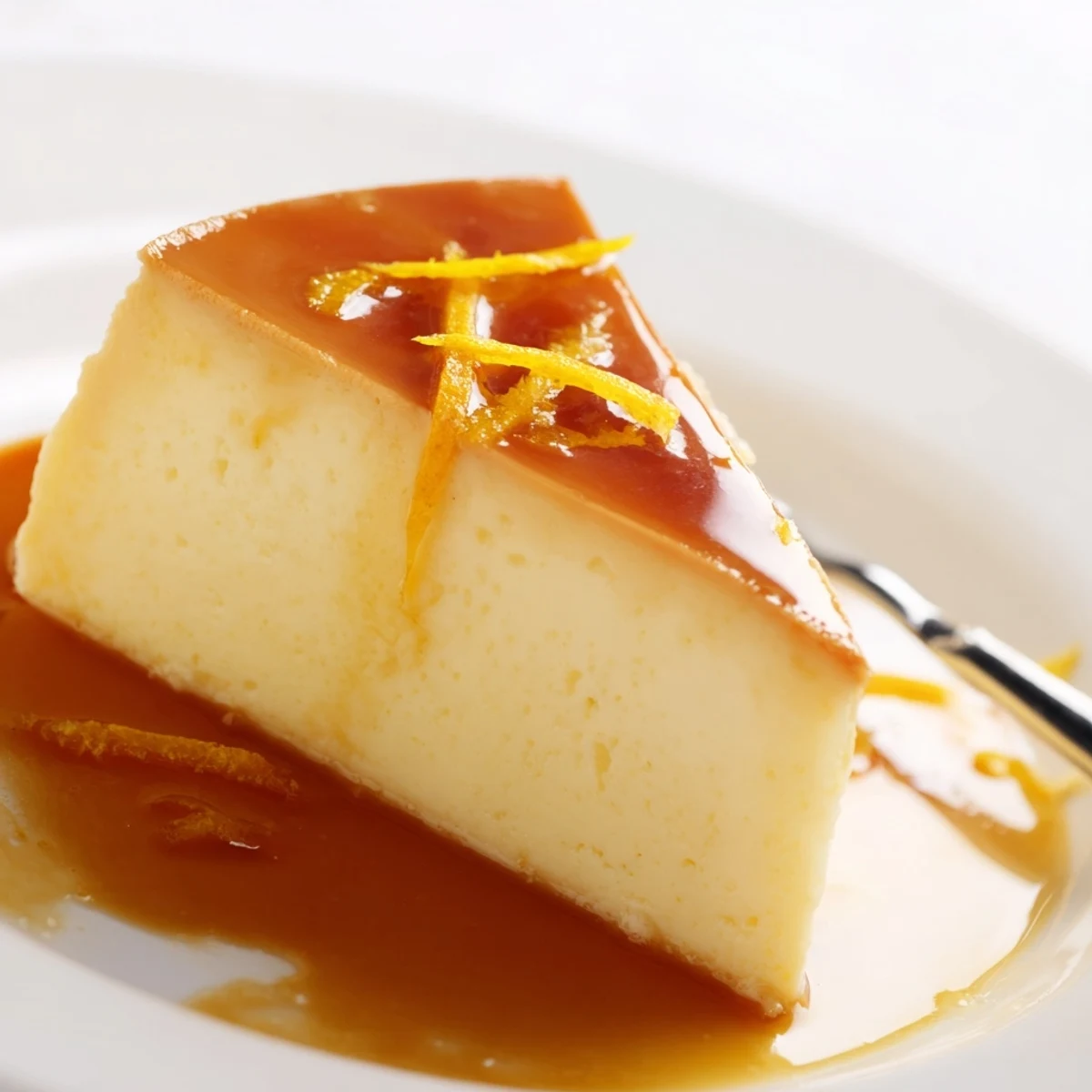 Homemade Flan Napolitano cooling in bain-marie pan, ready to invert.