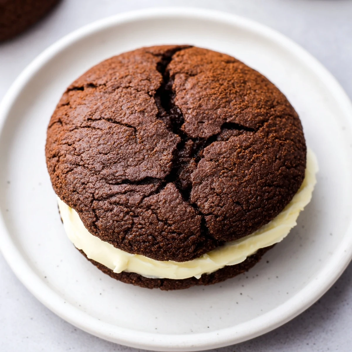 Warm Homemade Oreo Style Cookies with glossy vanilla filling cooling on rack