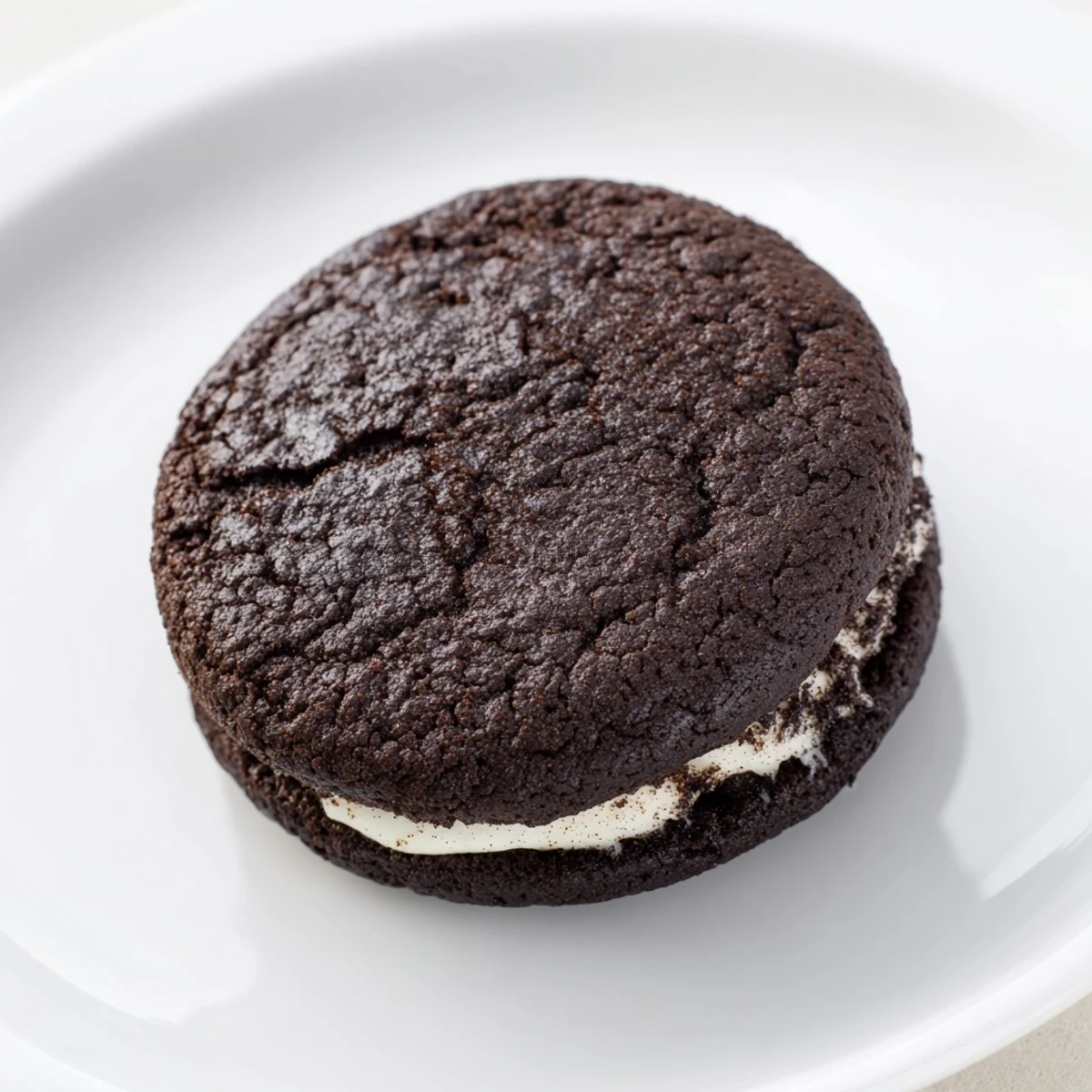 Stack of Homemade Oreo Style Cookies ready for dunking in cold milk