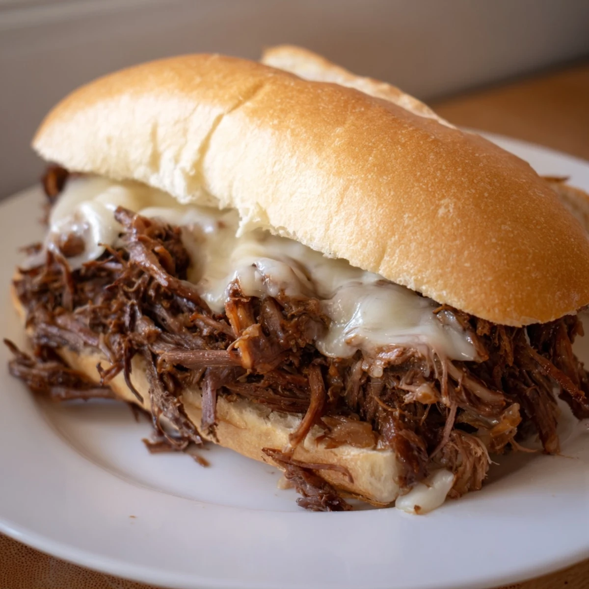 Crispy hoagie buns piled high with fork-tender beef in these easy Crockpot French Dip Sandwiches