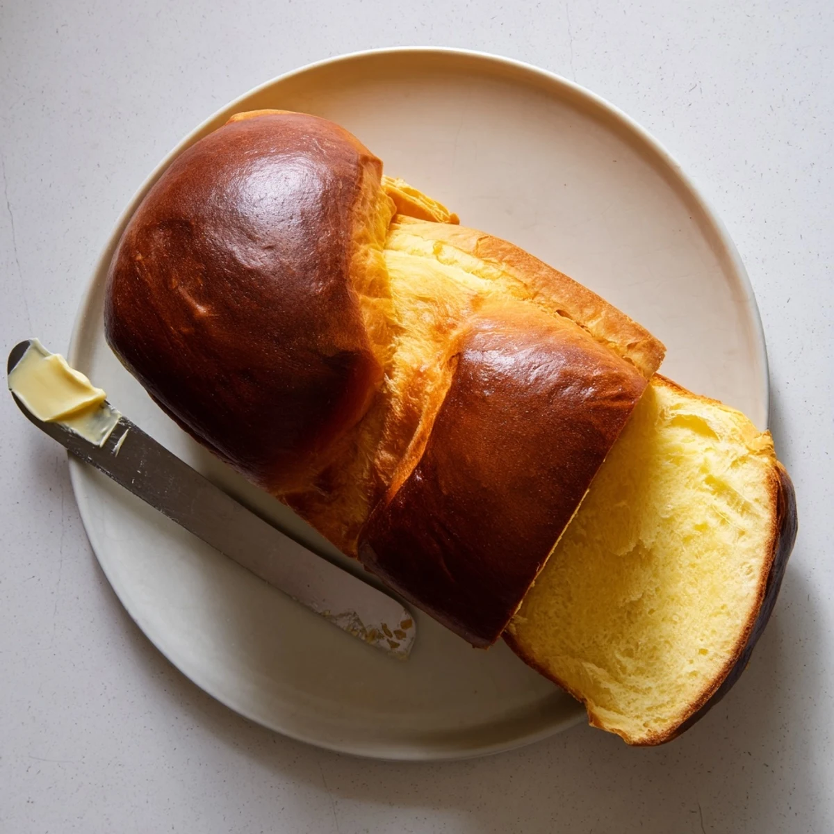 Milk Brioche Soft Bread brushed with egg wash, baked to golden perfection on wire rack