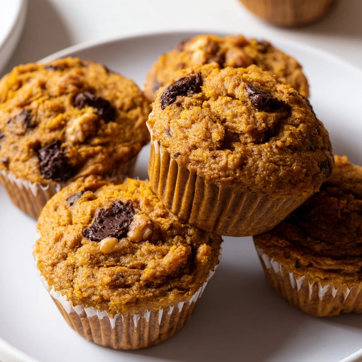 Moist muffins featuring roasted squash and sweet banana flecked with dark chocolate chips