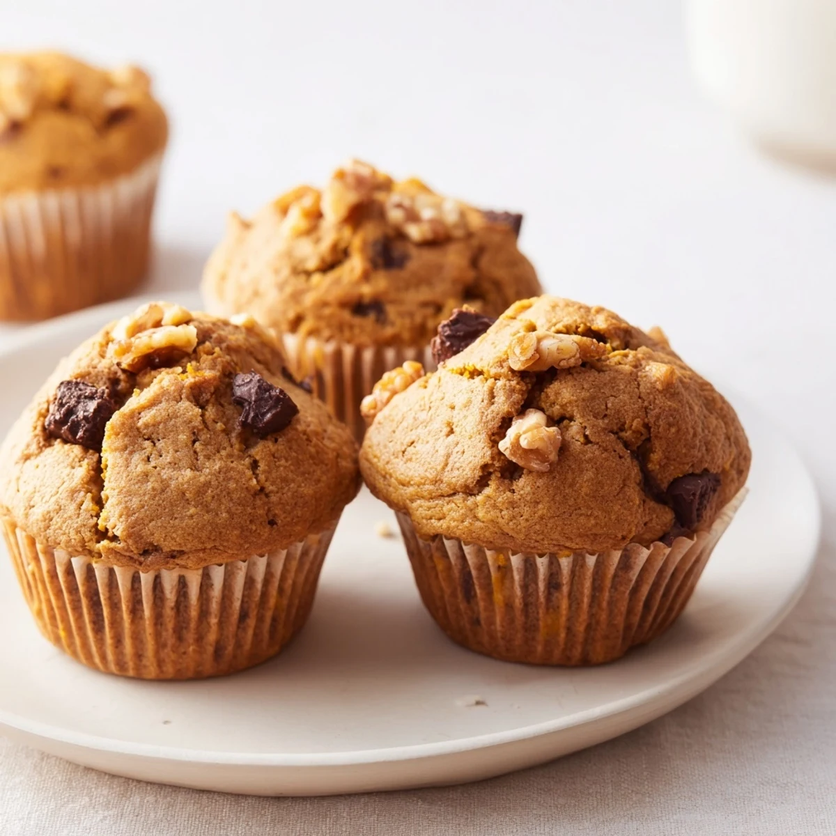 Freshly baked butternut squash banana muffins with domed tops and warm cinnamon aroma