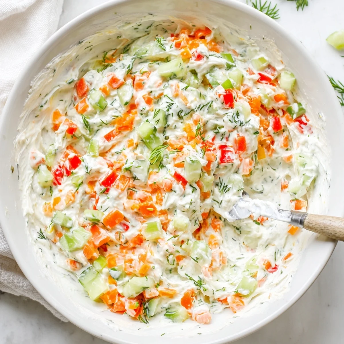 Serve chilled Garden Vegetable Spread Recipe with toasted bread, veggie sticks, and wine.