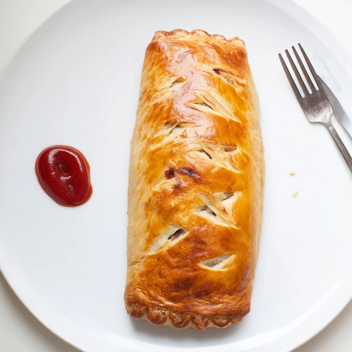 Crispy baked Greggs inspired steak and cheese roll served hot with rich beef filling