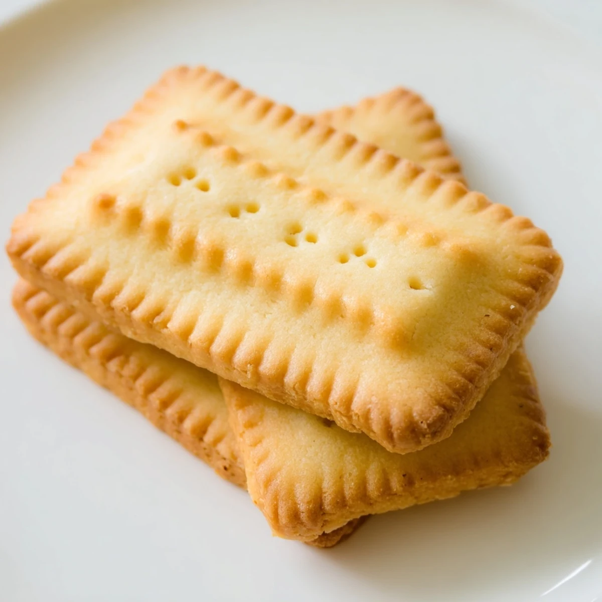 Homemade petit beurre cookies with fork-poked tops stacked in a jar