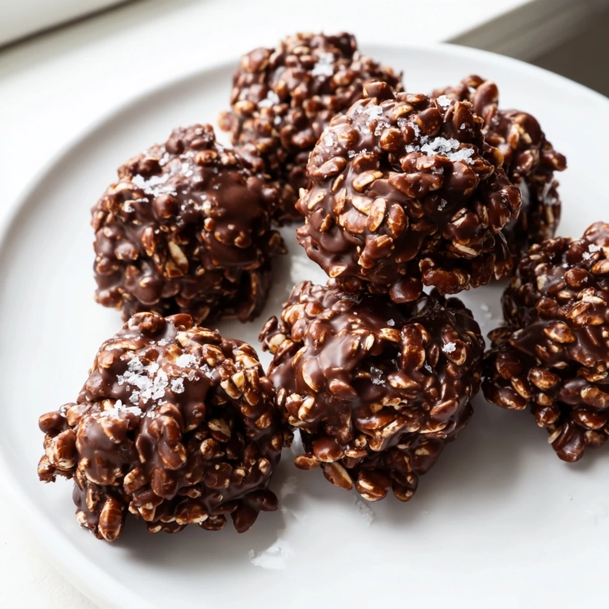 Golden puffed quinoa and oats coated in rich chocolate form these irresistible no-bake crunch bites
