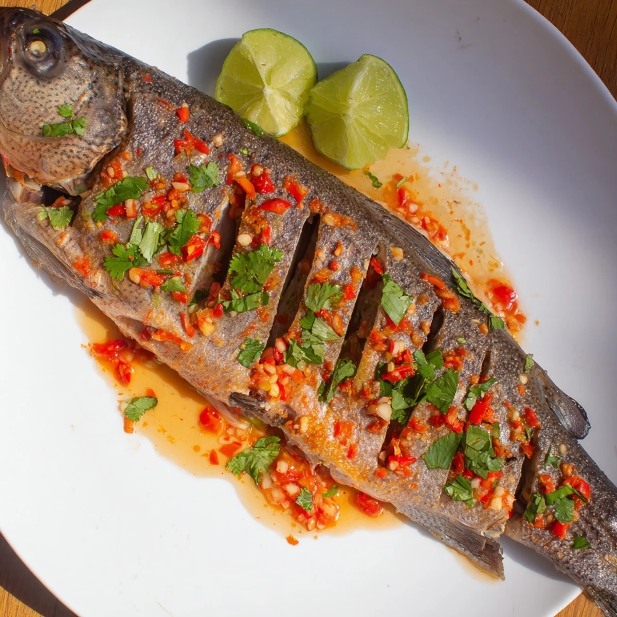 Chili lime baked trout with flaky tender flesh and zesty citrus marinade