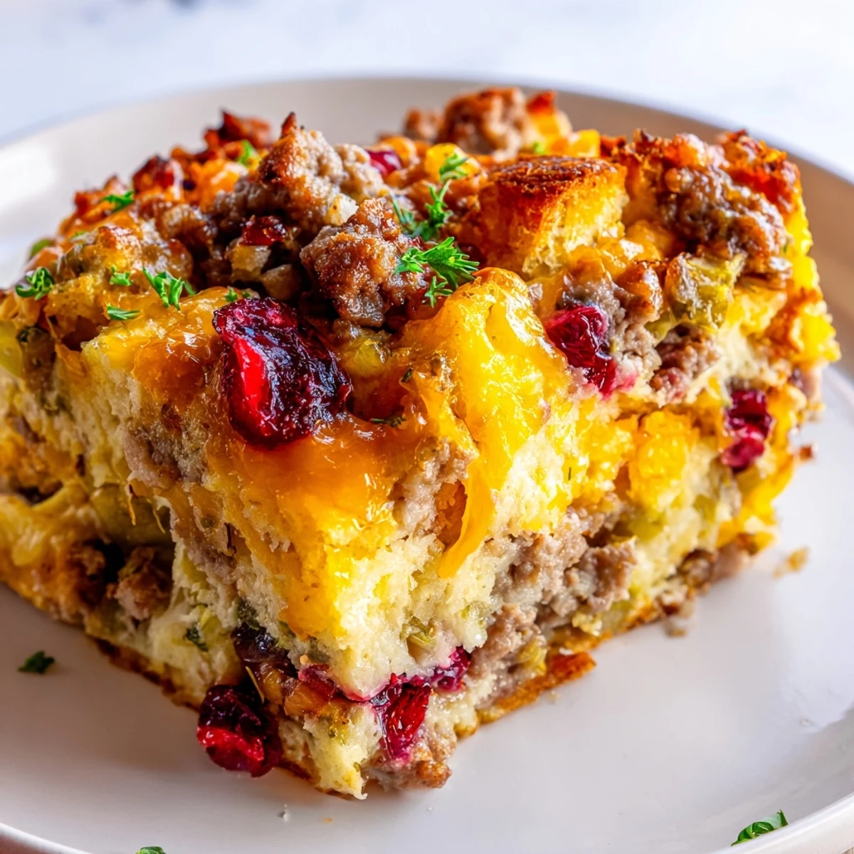 Cranberry Sausage Stuffing Casserole