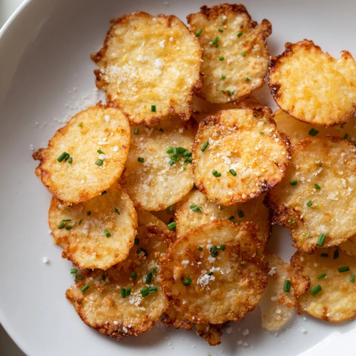 Savory cottage cheese chips with herbed Greek yogurt dip in a casual snack spread