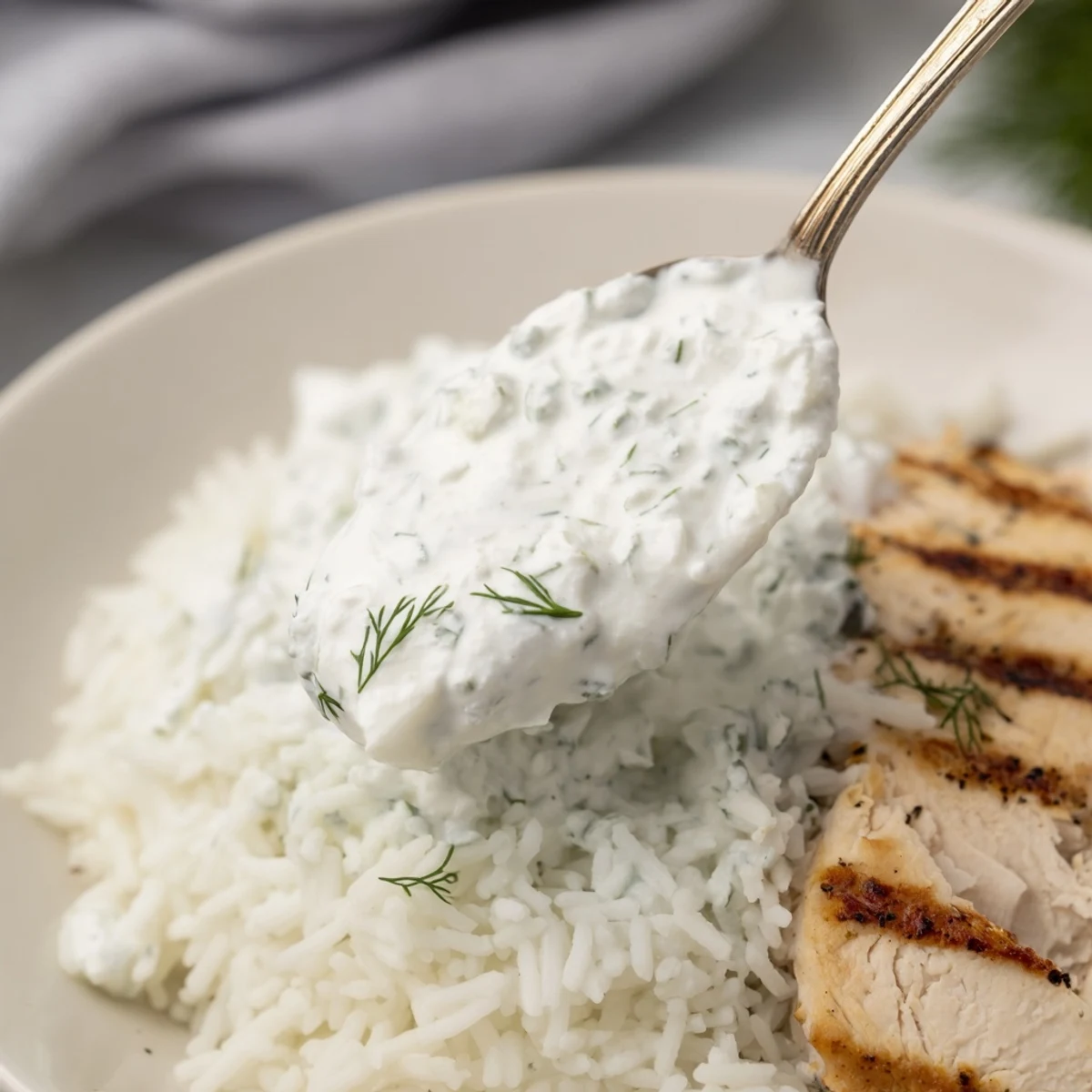 Juicy herbed grilled chicken tops a vibrant Greek Chicken Bowl with fresh cucumbers and crumbled feta.