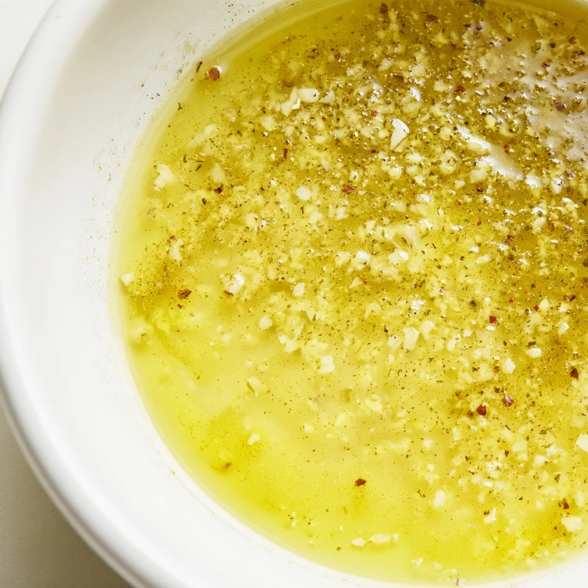 Glass jar of tangy lemon vinaigrette dressing ready for marinating grilled vegetables.  