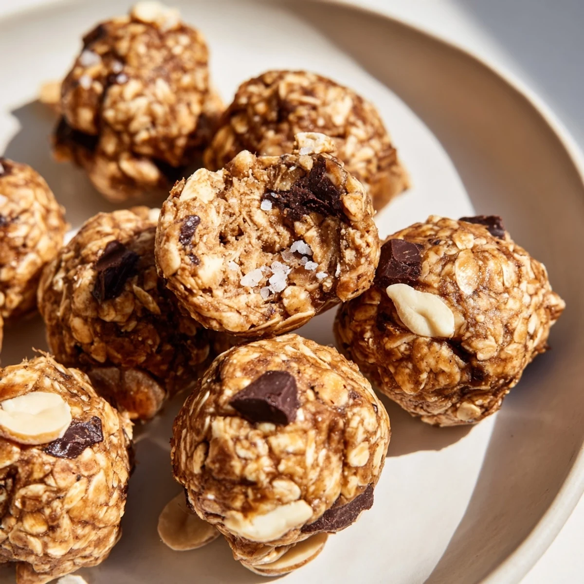 No-bake Snickers energy balls featuring creamy peanut butter and mini chocolate chips